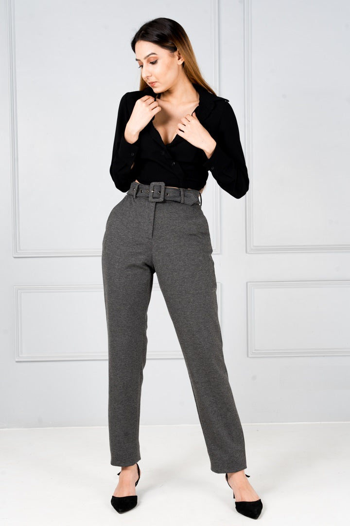 Pink high waisted pleated stretch Women Trousers | Sumissura